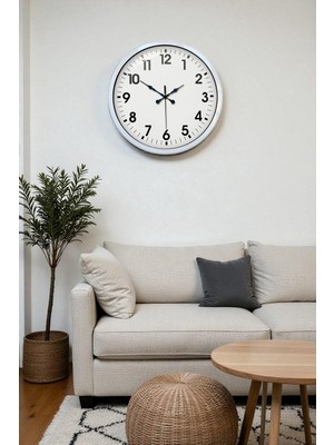 TeknoKapsül 40 cm Beyaz Metal Standart Duvar Saati