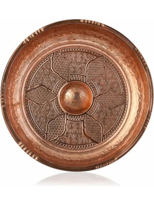 Işlemeli, Sarı, Göbekli Büyük Bakır Hamam Tası 20 cm Çap