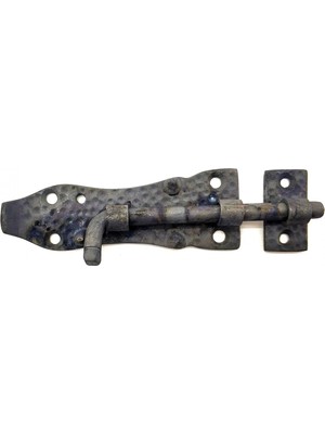 TeknoKapsül Antika Tarz Dekoratif Pirinç Dövme Kapı Sürgüsü - 7,5cm, Oksit