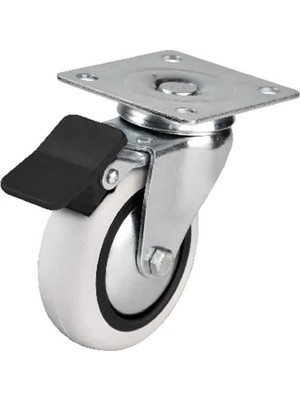 TeknoKapsül 353 - 75X25 mm Pvc Makaralı Tablalı Frenli Teker 4 Adet