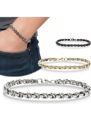 Moncuk Design Box Cuban Çelik Zincir Bileklik 6mm 3351CZB2D11
