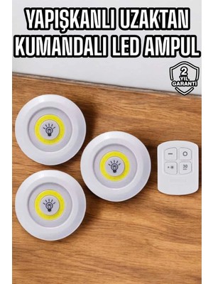 Najmaddin Mey Ithalat® Mutfak Dolap Altı Işığı Uzaktan Kumandalı Yapışkanlı Kablosuz Pilli