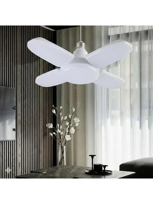 Calperia 30 Watt 4 Kollu Pervane LED Ampul, Katlanabilir Tavan Lambası ile Enerji Tasarrufu