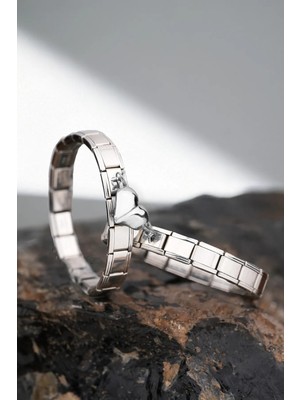 C&On Design Sevgili Çift Bilekliği Italyan Charm Mıknatıs Kalpli 2'li Bileklik Sevgililer Günü Hediye