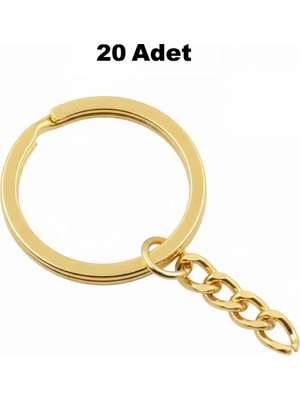 Orhan Çanta 20 Adet Zincirli Tel Anahtarlık Halkası Altın Renk