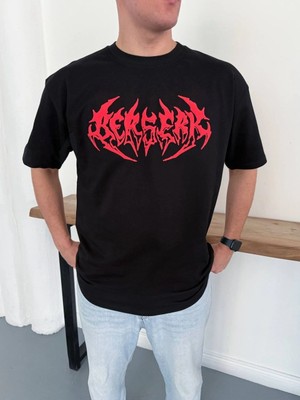 Asmedo Erkek Kısa Kol Yazlık Tişört Bisiklet Yaka Baskılı Oversize T-Shirt - Siyah