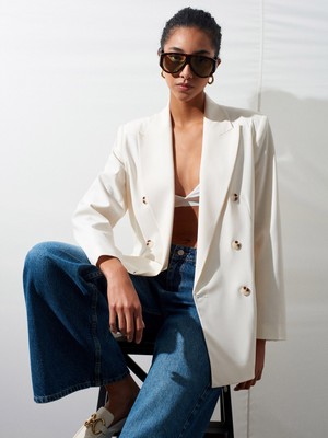 Dilvin 60798 Blazer Ceket-Beyaz