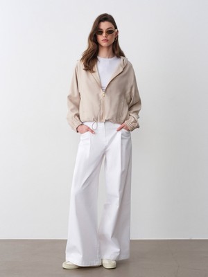 Dilvin 60793 Kapüşonlu Bomber Ceket-Taş