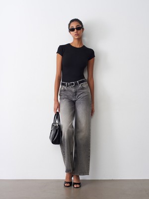 Dilvin 32761 Bisiklet Yaka T-Shirt-Siyah