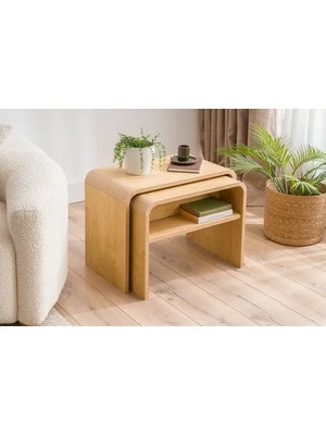 Vivense Girona Ikili C Sehpa Takımı, Meşe