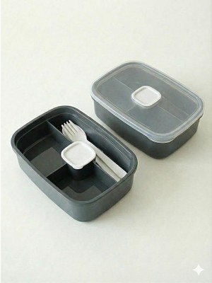 Pearl Shop Lunch Box – 3 Bölmeli Yemek Kabı | Öğle Yemeği Kutusu | Saklama Kabı | Bpa Içermez (Gri)