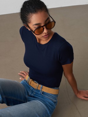 Dilvin 32637 Bisiklet Yaka T-Shirt-K.lacivert