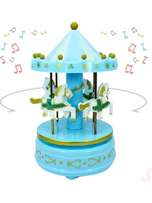 Pearl Shop Bebek ve Parti Atlı Karınca Müzik Kutusu, 17CM x 10CM - Mavi