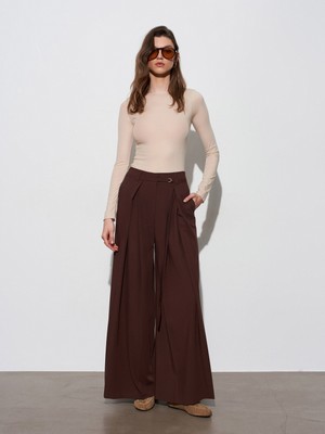 Dilvin 72665 Ince Kemerli Pantolon-Kahve