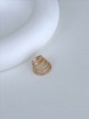 PremiumPort Zirkon Taşlı 14K Gold Ear Cuff, Şık ve Modern Takı