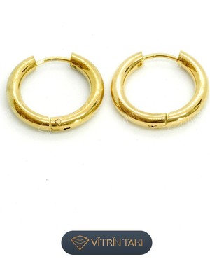 PremiumPort Şık Altın Renk Halka Küpe, Zarif ve Modern Tasarım