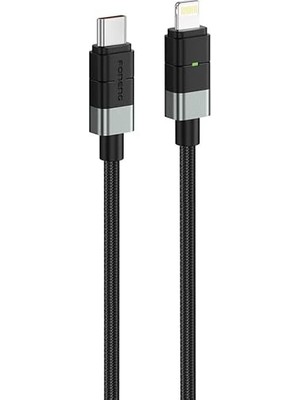 Pearl Shop 27W USB Type-C To Lightning Örgülü Pd Hızlı Şarj ve Data Kablosu 1,2 Metre