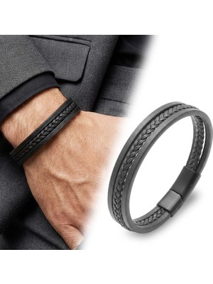 Moncuk Design Sadece Siyah Saç Örgülü Çoklu Bileklik 33513B10D5