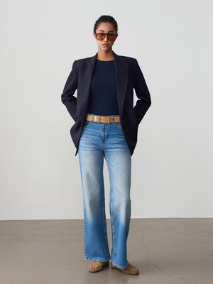Dilvin 72301 Likralı Wide Leg Jean-Mavi