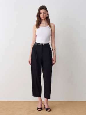 Dilvin 72672 Kemerli Havuç Pantolon-Siyah