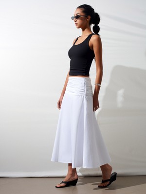 Dilvin 81079 Volümlü Midi Etek-Beyaz