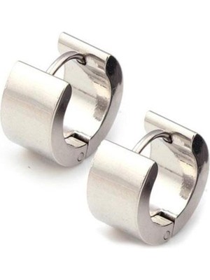 PremiumPort Geniş Düz Çelik Erkek Küpe Çifti 6mm, Şık ve Modern Tasarım