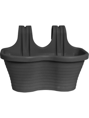 Pearl Shop Tom4 Askılı Balkon Saksı No:4 37 Cm, 6,5 Litre Antrasit