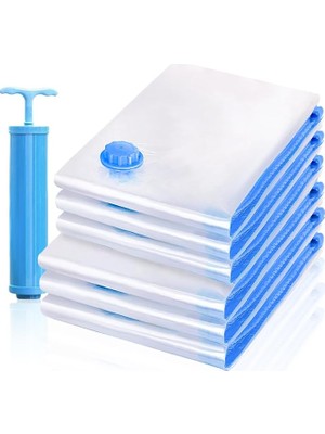 Pearl Shop ve Yatak Örtüsü Için Vakumlu Torba, 6 Adet Vakumlu Torba, Kıyafet, Seyahat, Kıyafet, Saklama Için Vakumlu Çanta, Vakumlu Yer Tasarruflu, 3 x 70 x 50 cm + 3 x 80 x 60 cm + 1 El Pompası