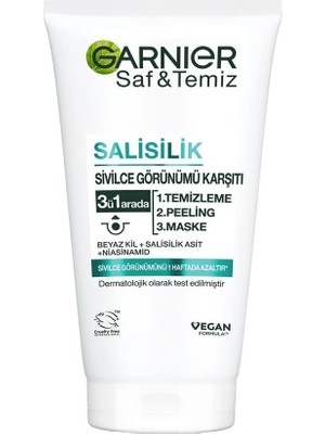 Pearl Shop Saf & Temiz Salisilik Sivilce Görünümü Karşıtı 3'ü 1 Arada (Beyaz Kil, Salisilik Asit, Niasinamid)