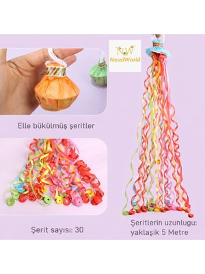 Najmaddin Mey Ithalat® 30 Şeritli Renkli Elle Atılan Konfeti – 5 Metre Uzayan Şerit Konfeti 1 Adet