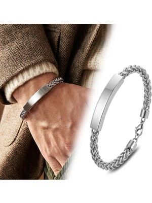 Moncuk Design Isim Yazılabilir Ayarlanabilir Çelik Zincir Plaka Bileklik 33514B29D2