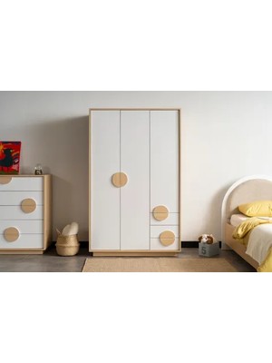 Vivense Joy Gardırop, 3 Kapaklı, 3 Çekmeceli