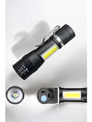 Astraltech El Feneri LED USB Şarjlı Zoom Mini LED Işık Acil Durum Feneri