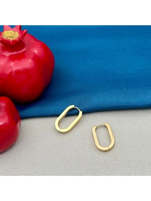 PremiumPort Şık Çelik Elips Halka Küpe, Modern ve Zarif Tasarım