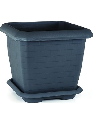 Pearl Shop Kare Saksı No:5 Tabaklı 53,4 Cm, 74,3 Litre Antrasit