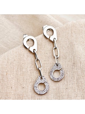 PremiumPort Şık Çelik Zirkon Taşlı Sallantılı Kadın Küpe Hediye Kutusunda