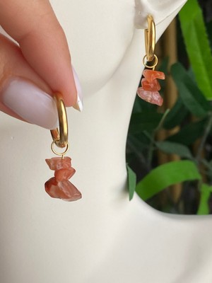 PremiumPort El Işlemli Doğaltaş Paslanmaz Çelik Modern Küpe