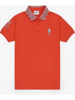 U.S. Polo Assn. Kız Çocuk Nar Çiçeği Polo Yaka Basic Tişört 50320284-VR039