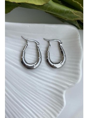 PremiumPort Vintage Tarzda Bölmeli Çelik Halka Küpe, Şık ve Zarif Aksesuar