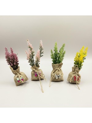 Vitrin Accessories Dekoratif Çiçekli Jüt Kese Magnet Mutfak, Buzdolabı, Ofis ve Hediye Için Dekoratif Ürün 4 Adet