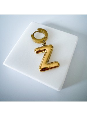 PremiumPort Şık Çelik Bombeli Z Harfi Küpe, Modern ve Klasik Tasarım