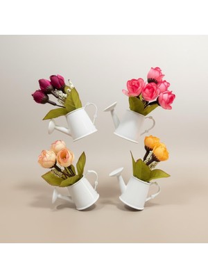 Vitrin Accessories Yapay Çiçekli Metal Sulama Kabı Magnet Mutfak, Buzdolabı, Ofis ve Hediye Için Dekoratif Ürün 4 Adet
