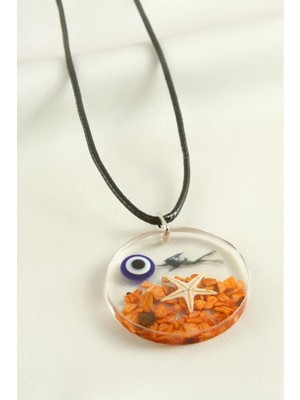 Zero Land Drnds Deniz Yıldızı Yuvarlak Epoksi Kolye - Turuncu