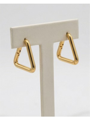 PremiumPort Şık Üçgen Gold Renk Küpe, Zarif Takı Aksesuarı