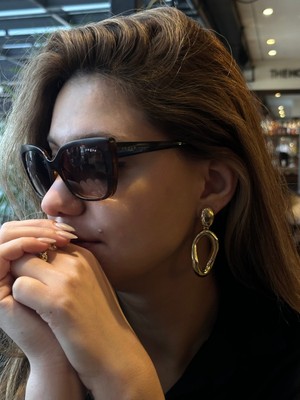 PremiumPort Şık Altın Kaplama Renda Tasarımlı Küpe, Zarif ve Modern Takı