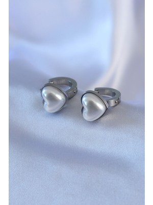 PremiumPort 316L Çelik Incili Kalp Model Kadın Küpe, Şık ve Zarif Tasarım