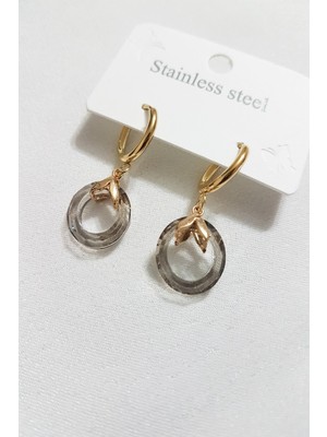 PremiumPort Parlak Çelik Hologram Halka Küpe, Şık ve Modern Takı Tarzı