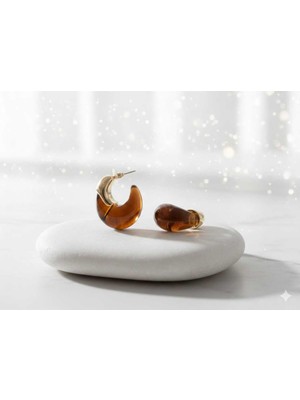 PremiumPort Renkli ve Taşlı Şık Paslanmaz Çelik Küpe, Zarif Gold Kaplama Tasarım