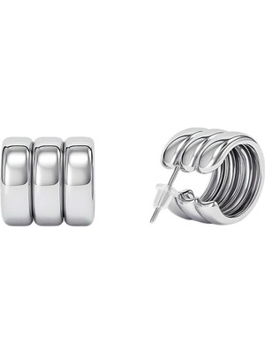 PremiumPort Parlak ve Şık Halka Küpe, Zarif Takı Aksesuarı, Modern Tasarım