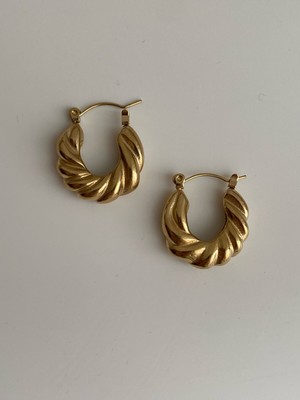 PremiumPort Shiny Gold Steel Vintage Spiral Hoop Earrings For Elegant Style